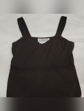 Carlisle Black Ribbed Tank with Waist Lace Detail